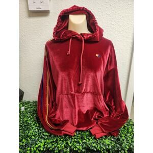 Aviator Nation Pullover Womens Small Classic Velvet Relaxed Hoodie Red